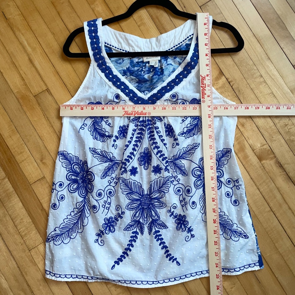 MEADOW RUE Anthropologie Embroidered Cami Tank Cotton Boho Mediterranean Coastal - Picture 10 of 12
